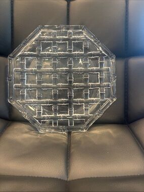 Tiffany & Co. Clear Bamboo Octagonal Woven-Pattern Glass Platter